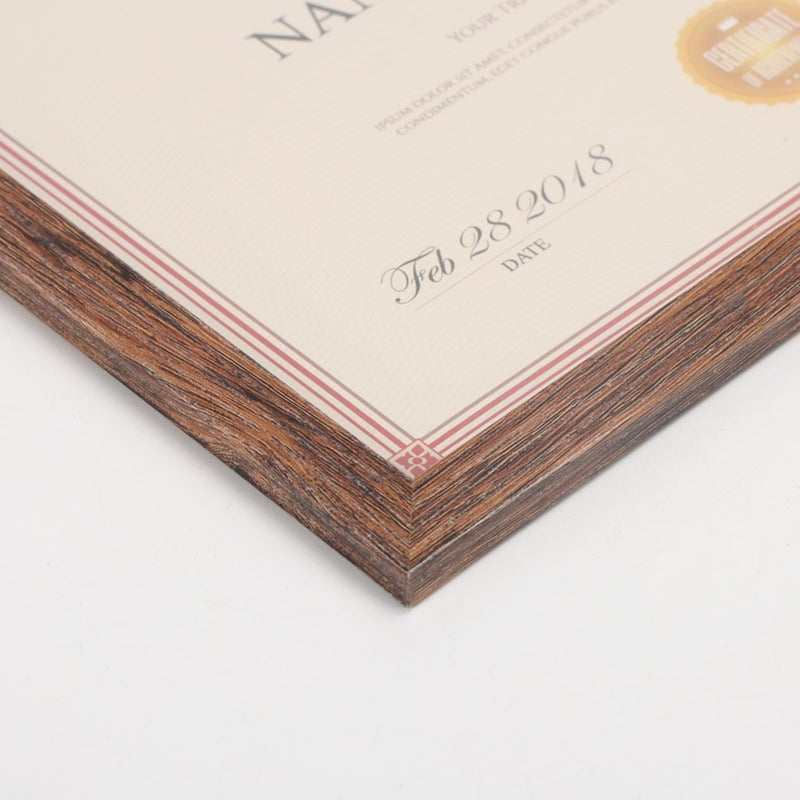 PETAFLOP Wooden 8.5x11 Picture Frame Set of 18, Rustic Brown Certificate Frames Fits 8.5 by 11 for Wall or Tabletop Display - Image 4